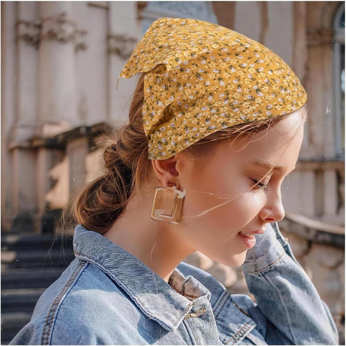 Women'S Headbands, Pack of 5, Boho Women'S Headbands, Triangle Headscarves, Chiffon Bandanas, Turban Hair Bands, Hair Bands for Girls, Elastic Hair Scarf, Head Accessories for Women and Girls image number 4