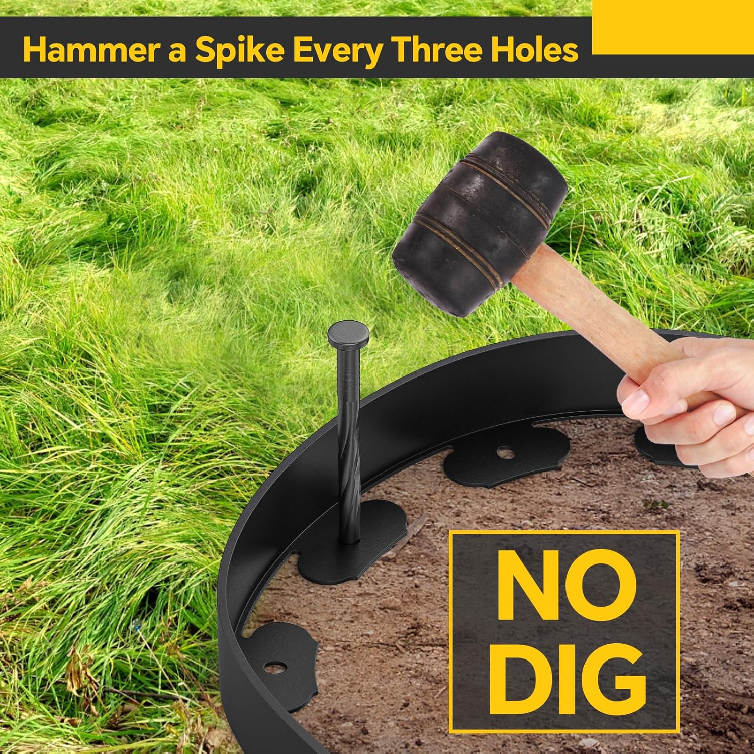 Fixmend Garden Edging, 32.8FT Garden Edging Border with 30 Pegs, Plastic Garden Borders Edging, Flexible for Flower Beds Edging, Grass Edging, Lawns and Paths image number 3