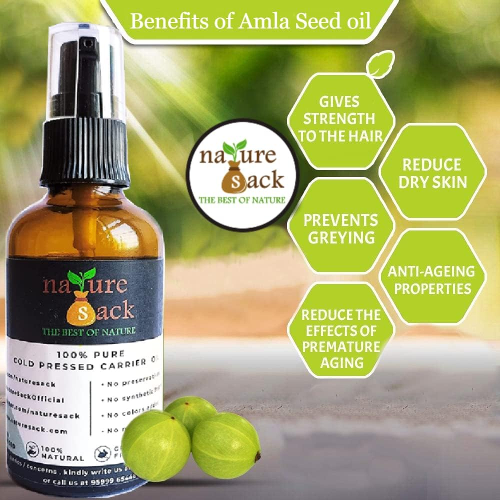 Amla Seed Oil (Indian Gooseberry) 100Ml 100% Pure Natural Cold Pressed Carrier Oil for Skin Care, Hair Care.