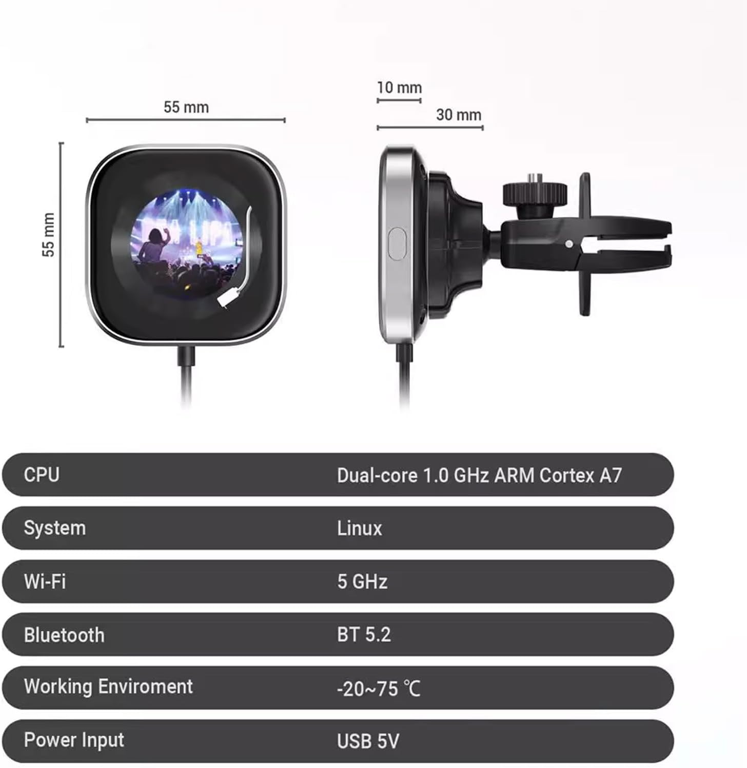 WJSHIPFOR Wireless Carplay Adapter, 2025 Upgraded Screen&Aroma Design, Convert Wired to Wireless Carplay Adapter for Ios 10+ & Cars from 2015+, Fast Stable Dongle Connect, Usb/Type-C Ext Cable image number 6