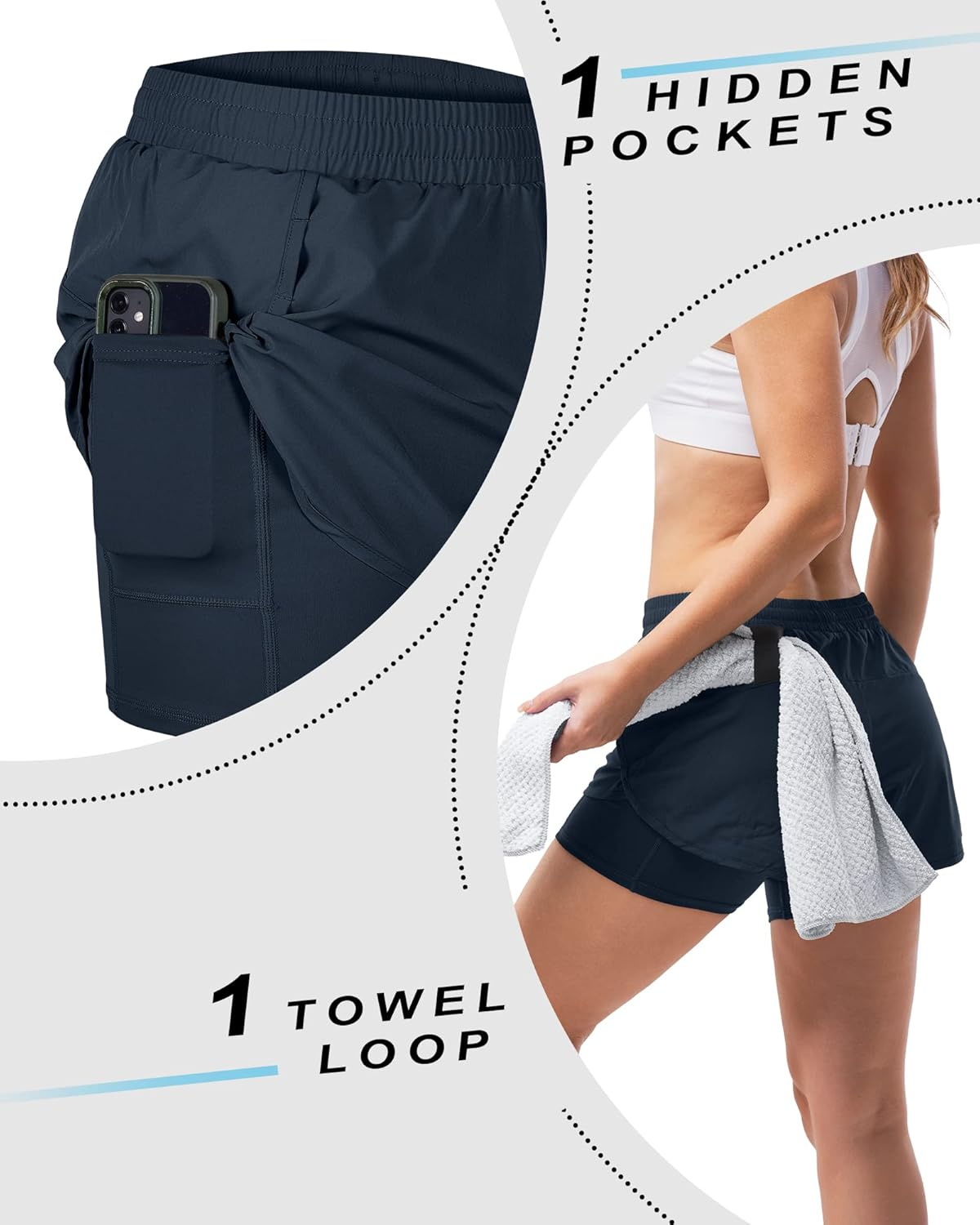 33,000Ft Women'S Running Shorts - Quick Dry, Breathable, Stretchable - Cobalt Blue image number 3