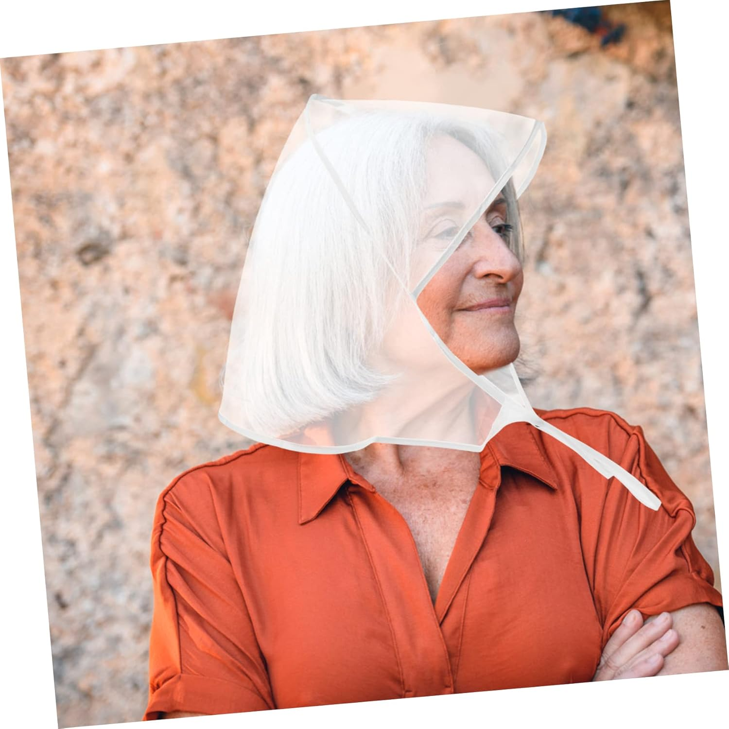 Beaupretty 5Pcs Waterproof Rain Bonnet Hair Cover Plastic Caps Sunproof Hats for Women Protect Hairstyle Outdoor Use White image number 4