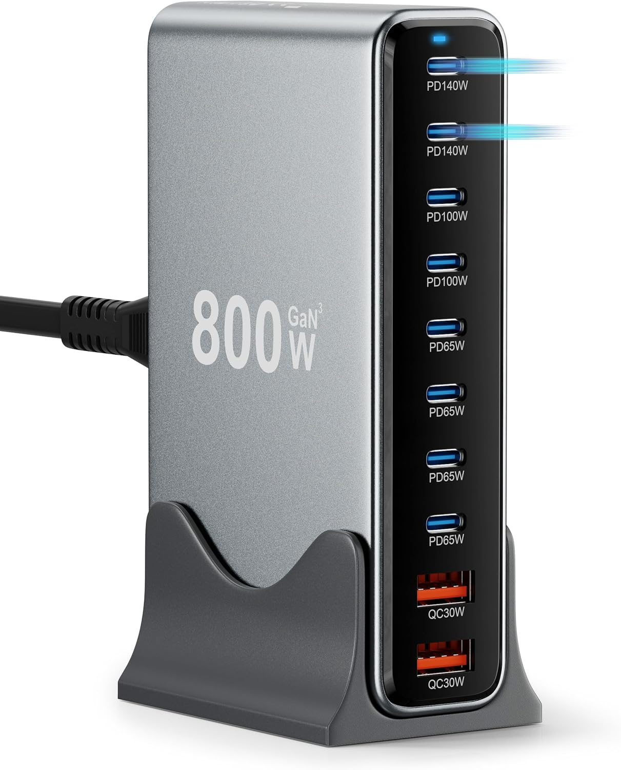 ARIELLX 800W USB-C Charging Station - 140W USB C Charger, 100W USBC Gan Laptop Charger, 10-Port Multi Fast Charger Dock Compatible with Macbook Pro, Ipad, Iphone 16 Pro Max/15, Samsung Galaxy, Dell image number 5