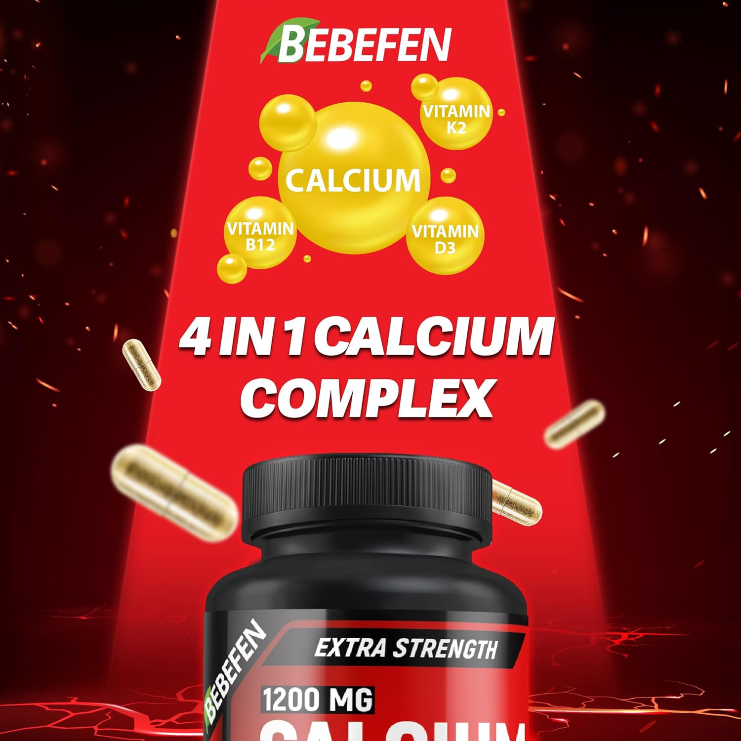 Calcium 1200 Mg with 5000 IU Vitamin D3, 100Mcg Vitamin K2, 1000Mcg Vitamin B12-120 Tablets image number 3
