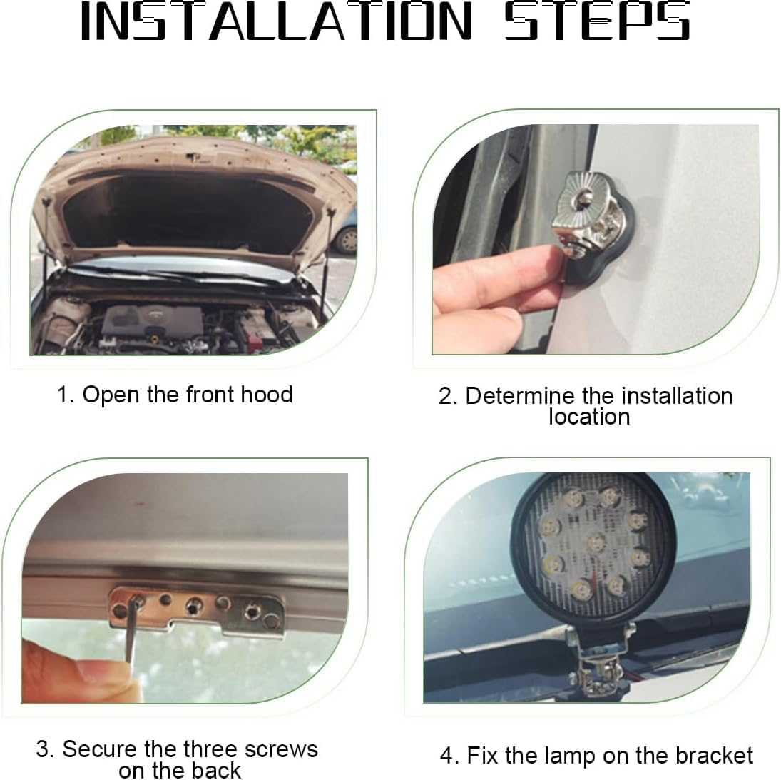 Car LED Light Bar Mounting Bracket, 2PCS Adjustable Vehicle Pillar Hood Lighting Mount Clamp Holder with Hex Wrenches, Auto Lamp Accessories, Universal for Off-Road Truck SUV (Black) image number 1