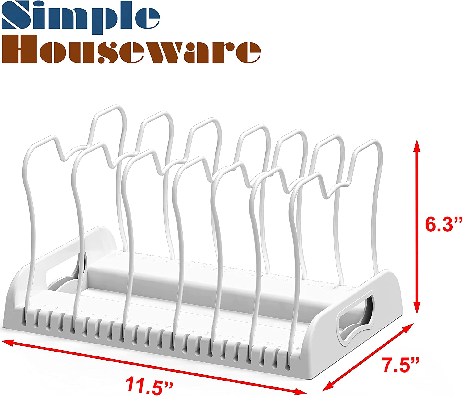 Simplehouseware Adjustable Pan Organiser Rack with 7 Compartments, White image number 2