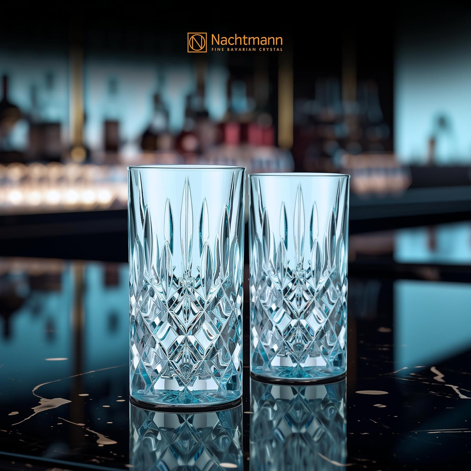 Nachtmann Noblesse Long Drink Glass, Aqua &ndash; Elegant Crystal Barware for Cocktails & Beverages &ndash; Tall Design Maintains Effervescence & Holds Ice &ndash; 395 Ml Capacity (Pack of 2) - Aqua image number 3