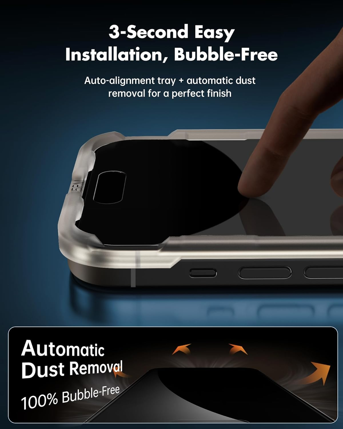 Unbreakcable Privacy Screen Protector for Iphone 15 (6.1 Inch), Pack of 2 + 2 Camera Protection Films, 25&deg; Anti-Spy, 9H Hardness, Anti-Fingerprint, HD Clarity Tempered Glass image number 4