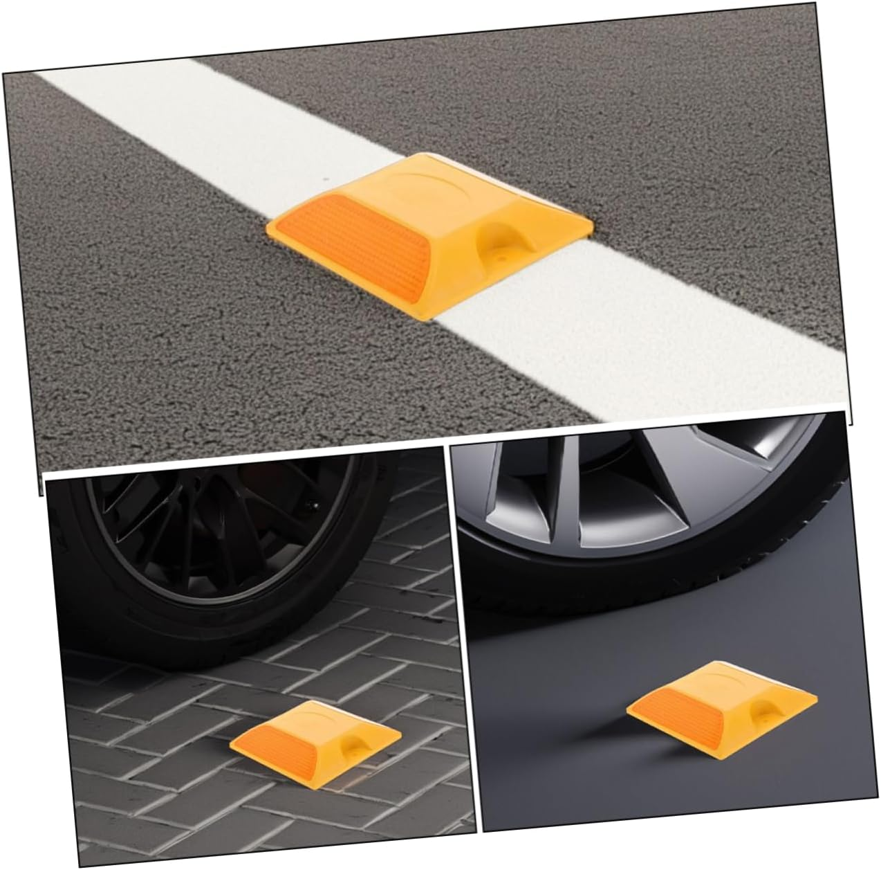 Abaodam 2Pcs Double-Sided Reflective Pavement Road Studs High Visibility Street Reflectors for Night Safety Traffic Markers Plastic Yellow Road Studs image number 2