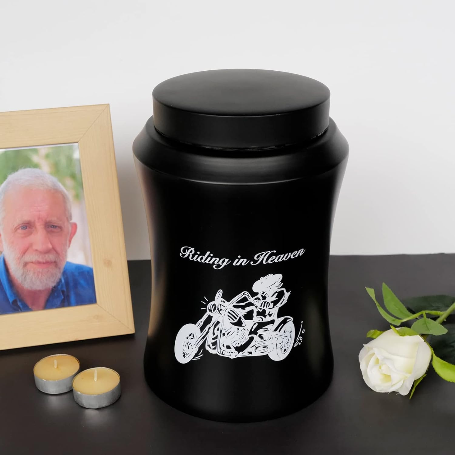 Large Cremation Urns for Adult Male-Female Ashes, up to 220 Lbs Decorative Urn for Rider Human Ashes with Velvet Bag(Motorcycle) image number 2