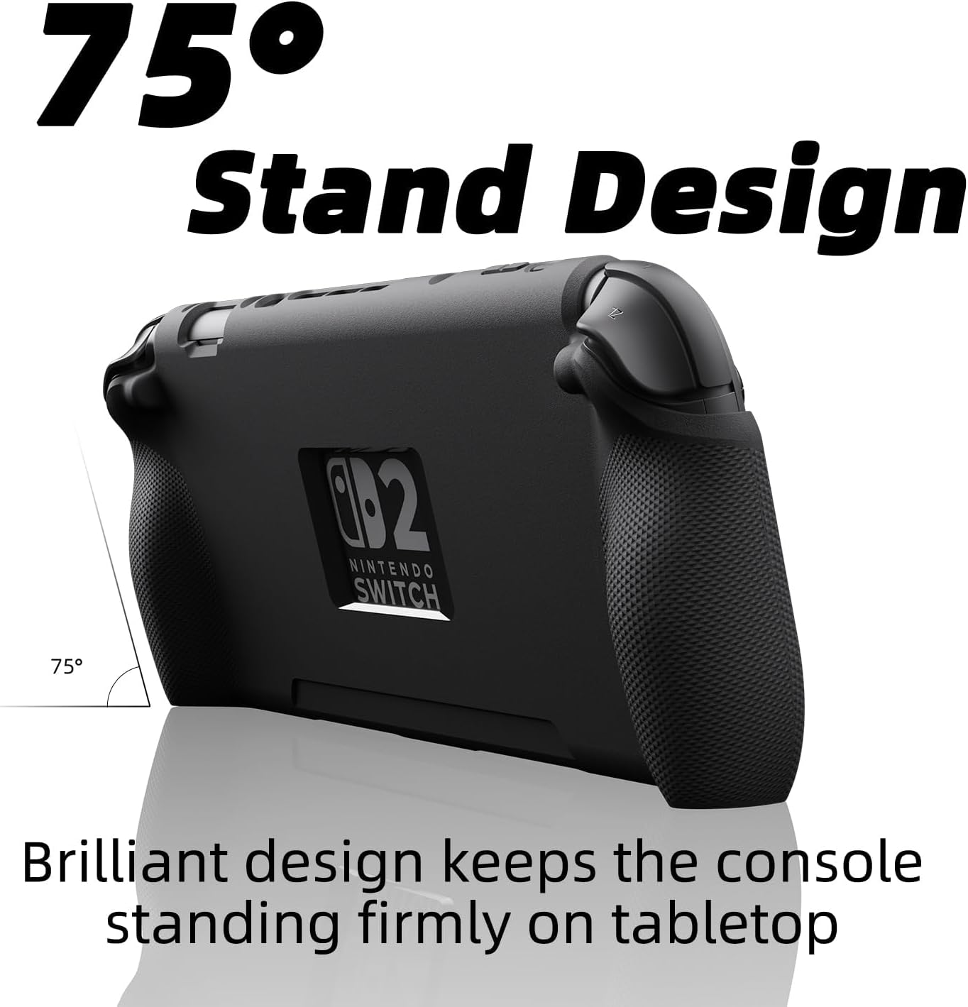 Front Cover Bundle for Nintendo Switch 2: Protective Case with Textured Grips Full Protection and Hard-Shell Front Cover Handheld Design - Smoky Black image number 4