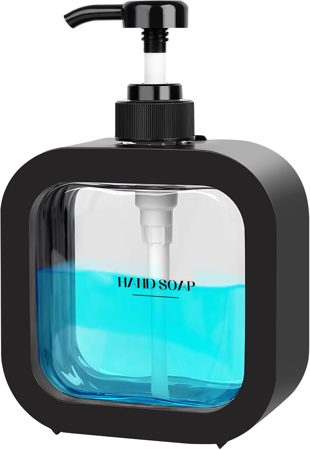 Richenda Hand Soap Dispenser Bathroom, Modern Dish Soap Dispenser for Kitchen Sink, Small Plastic Soap Dispenser for Body Wash, Shampoo, Hand Sanitizer, Lotion Dispenser-500Ml/500Ml - Black