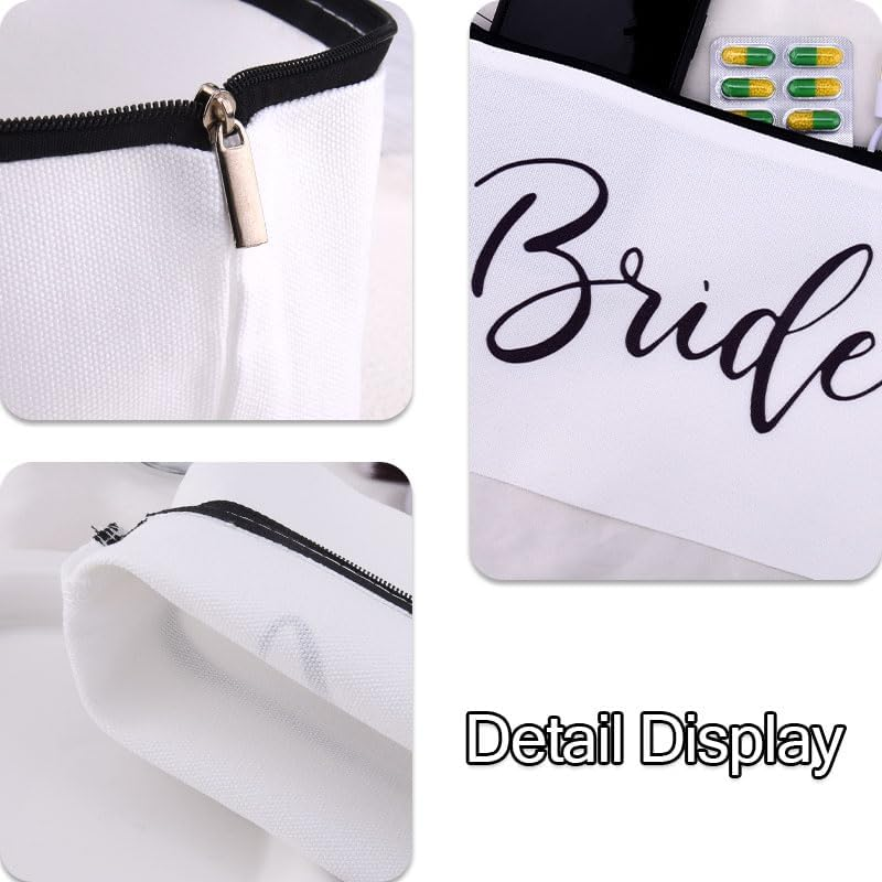 Bridal Shower Gifts for Bride Bachelorette Wedding Party Supplies Bridal Makeup Bag Engagement Presents for Fiancee Bride-To-Be Travel Cosmetic Bag for Women image number 3