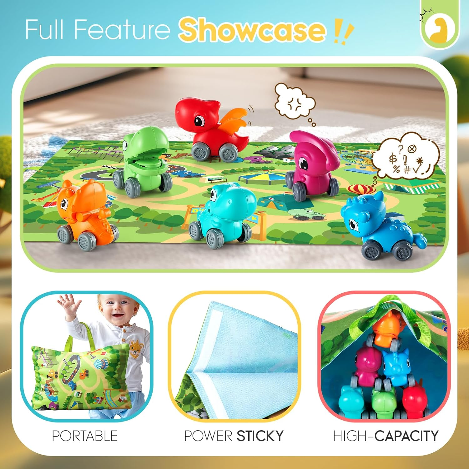 ALASOU Baby Dinosaur Car Toys with Playmat/Storage Bag|1St Birthday Gifts Toddler Toy Age 1-2|Baby Toys for 1 2 3 Year Old Boy|1 2 Year Old Boy Gift Infant 12-18 Month image number 4