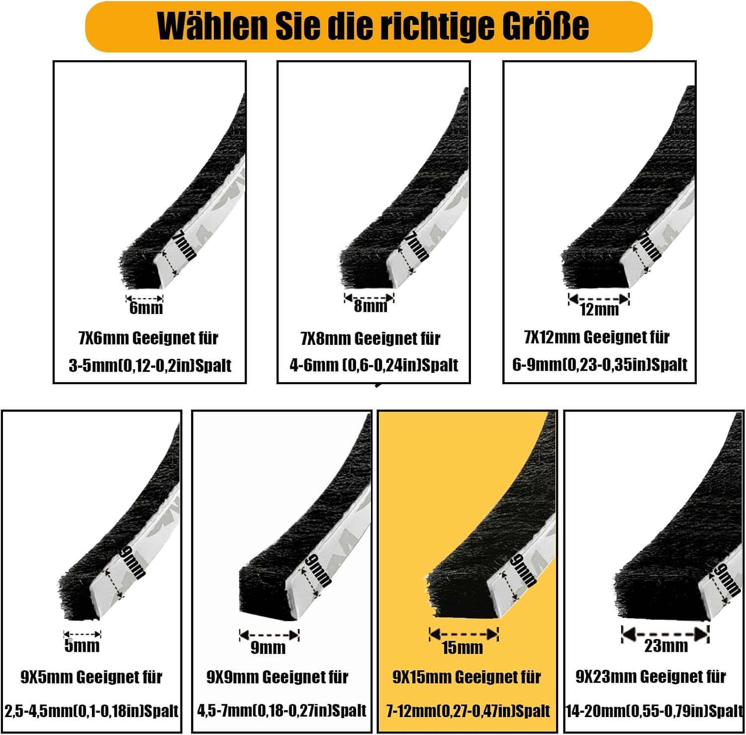 10 M Brush Seal Self-Adhesive Brush Strip Sealing Strip Windproof Dustproof Sealing Tape for Sliding Doors Windows Wardrobe Sealing Brush image number 3