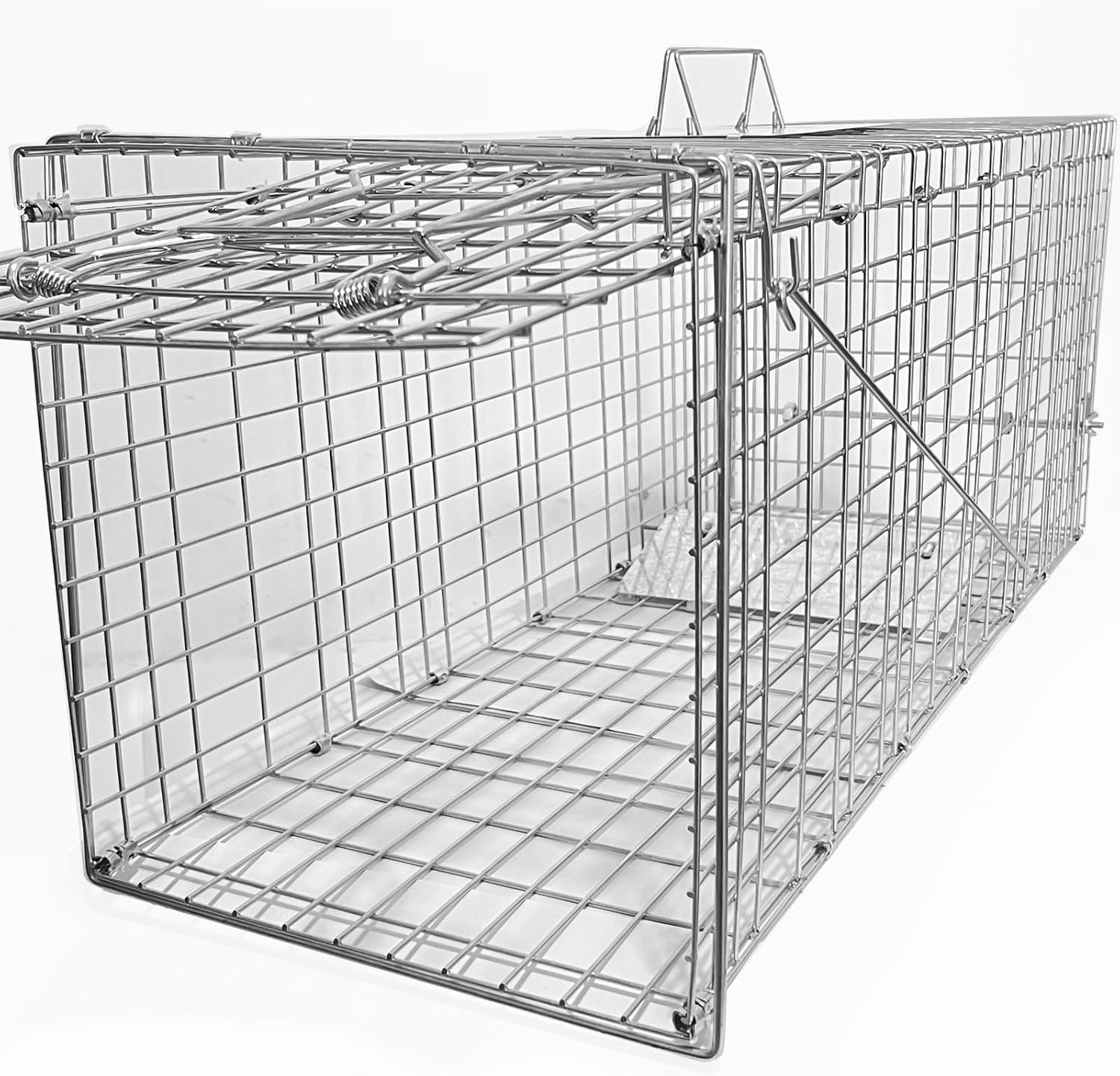 Live Animal Cage Trap, 78X30X29Cm Heavy Duty Folding Raccoon Traps, Humane Cat Trap for Stray Cats, Raccoons, Squirrel, Skunk, Mole, Groundhog, Armadillo, Rabbit, Catch and Release image number 6