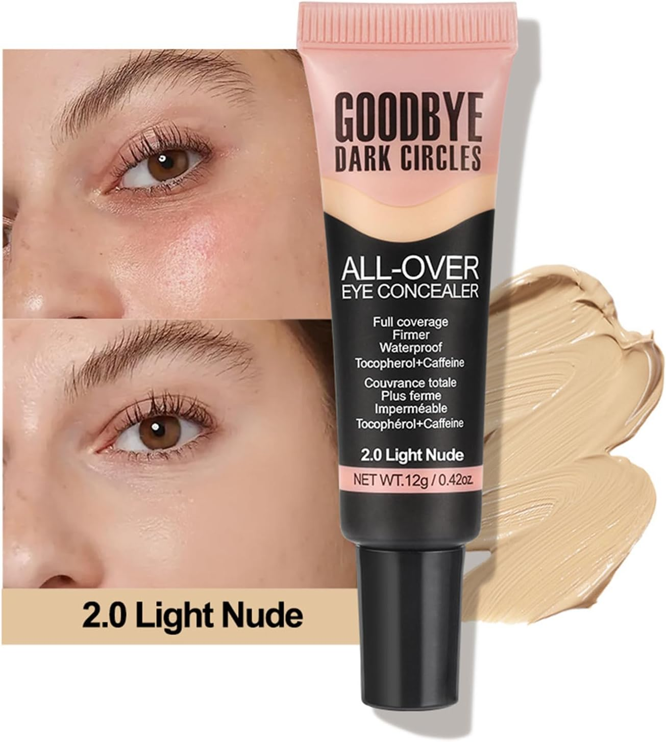 Full Coverage Concealer - Waterproof 12G Beauty Concealer,Natural Long Lasting Liquid Foundation, Color Correcting Makeup for Long Lasting Wear image number 2