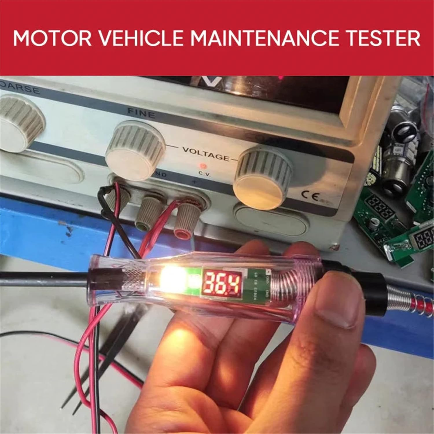 Automotive Test Light Digital LED Circuit Tester 6V/12V/24V Auto Electric Tester Light Tool with Voltmeter and Probe for Checking Vehicle Car Truck Motorcycle Boat Fuses Car Checker (A, One Size) image number 3