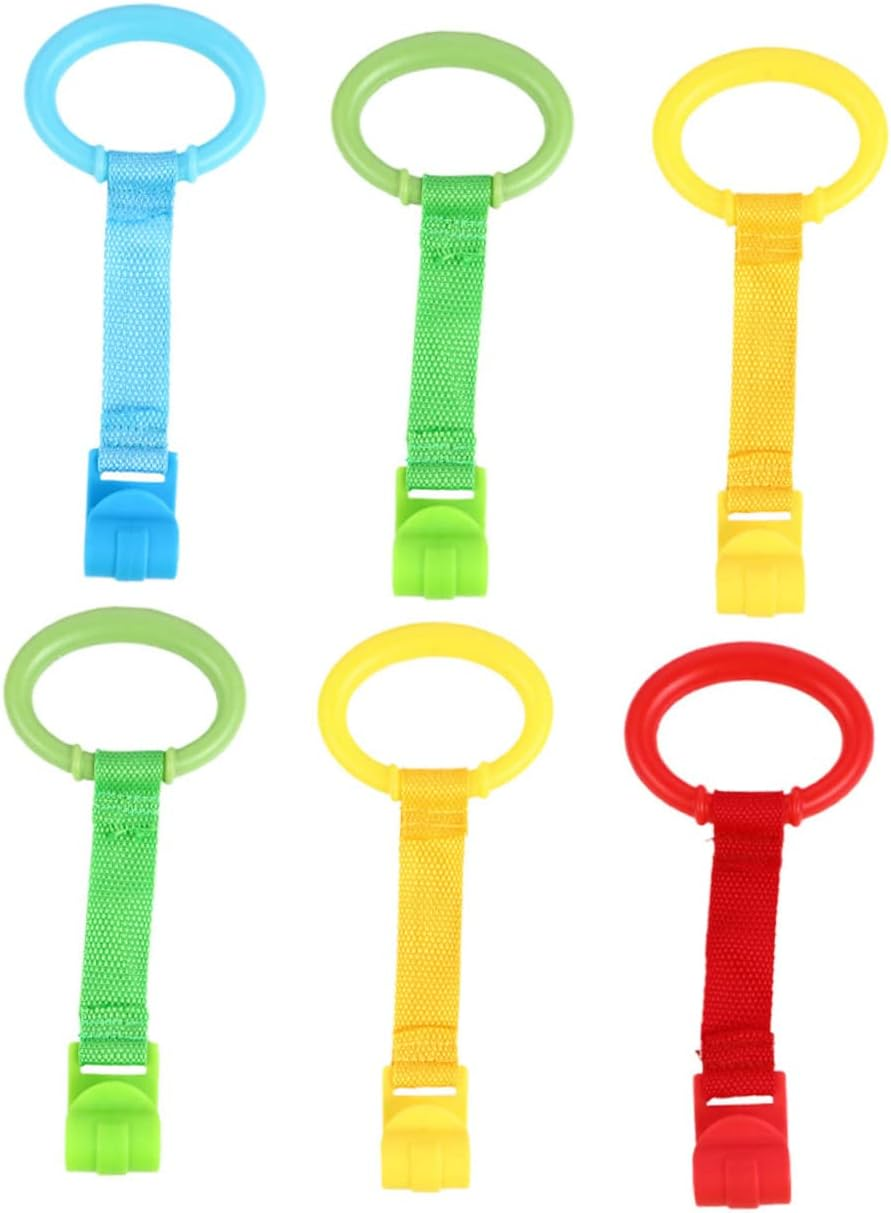 Toddler Hand Pull Ring Baby Walking Assistant Infant Bed Ring for Crib Standing Assist Smooth Rounded Edges Cloth and Plastic Playpen Use 6Pcs image number 5