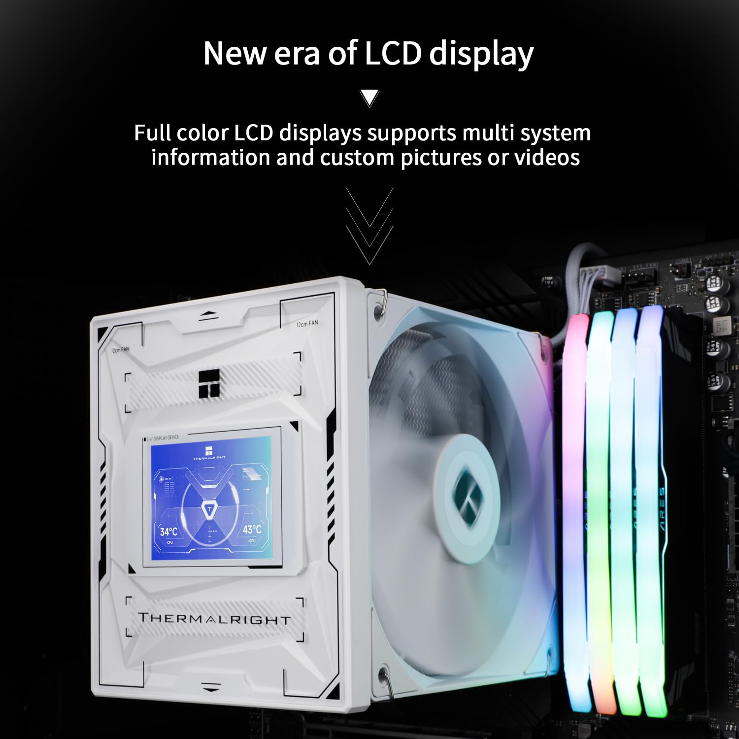 Thermalright Burst Assassin 120 Vision White CPU Cooler, 2.4Inch IPS Display LCD Screen with 320X240 Resolution,Computer High Performance Radiator,For LGA1851/1700 and Am4/Am5,156Mm High CPU Cooling image number 2