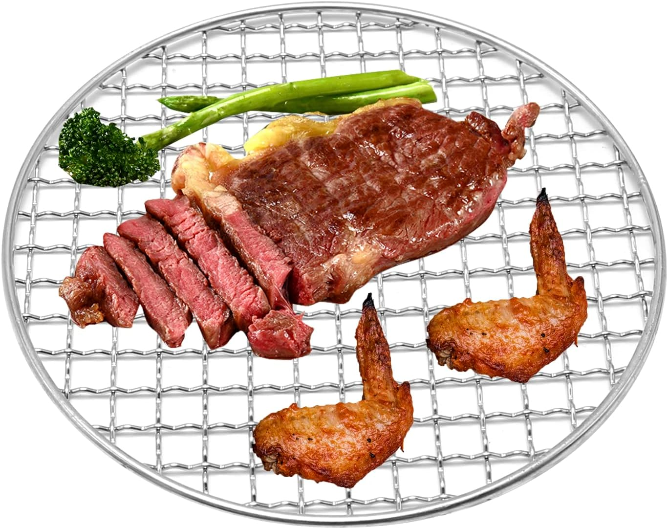 UOIENRT Multi-Purpose round BBQ Grill Net, Stainless Steel Barbecue round Grill Grate Camping Cookware Outdoor Campfire Grill Grid for Beaf Chicken Vegetables (20Cm) image number 2