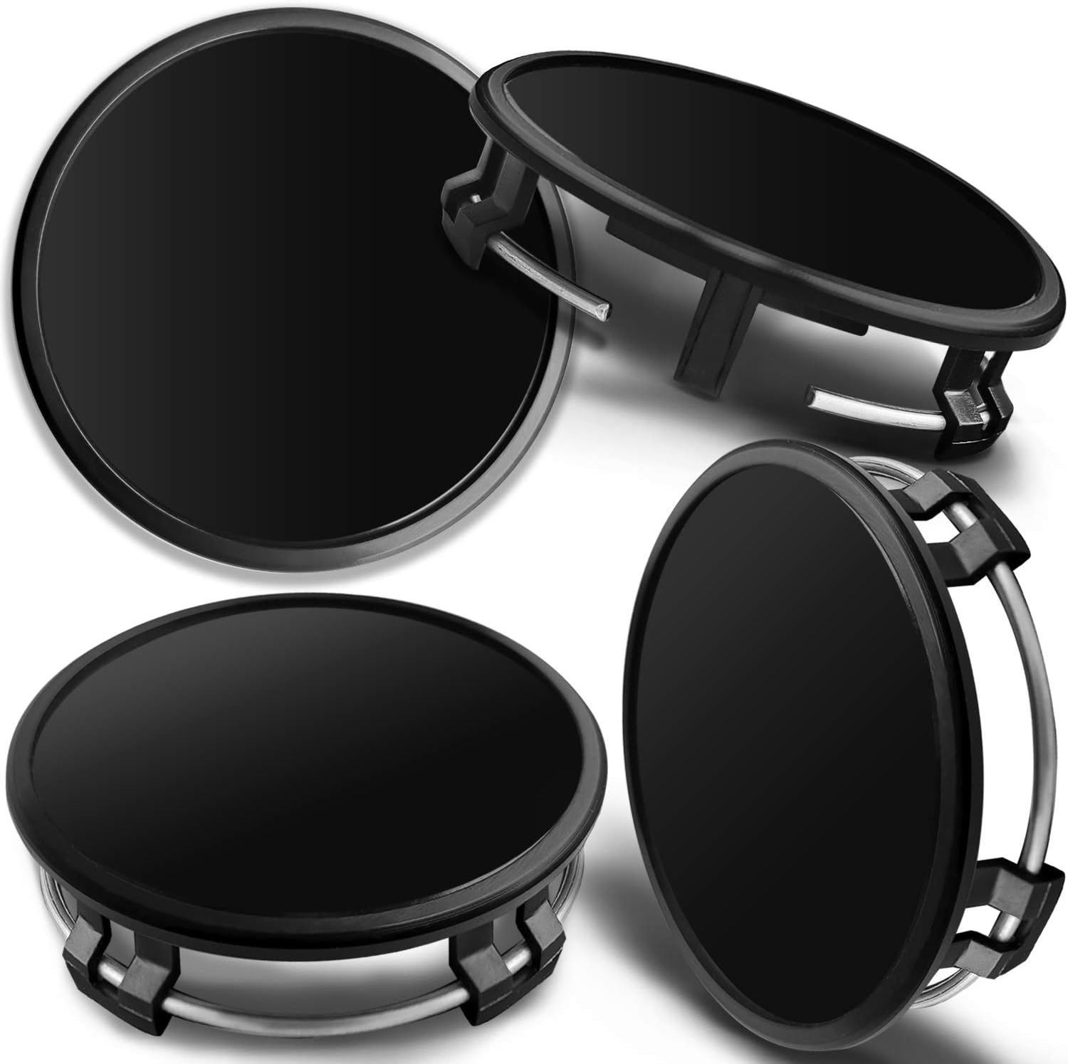 Biomar Labs&reg; 4 X 75Mm Wheel Centre Alloy Hub Center Caps Compatible for Mercedes Benz Part Number B66470207 / B66470200 Hubcaps Black CM 0