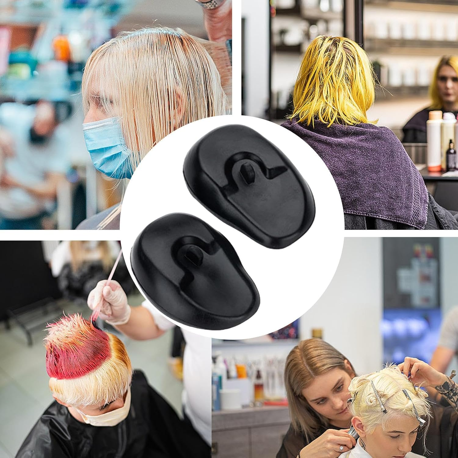 Wezalget Ear Covers for Hair Dye - Ear Shield Protective Cover | Reusable Ear Protectors, Silicone Hair Perm Shield, Waterproof Hair Dye Earmuffs, Hair Styling Tools - Pink image number 7