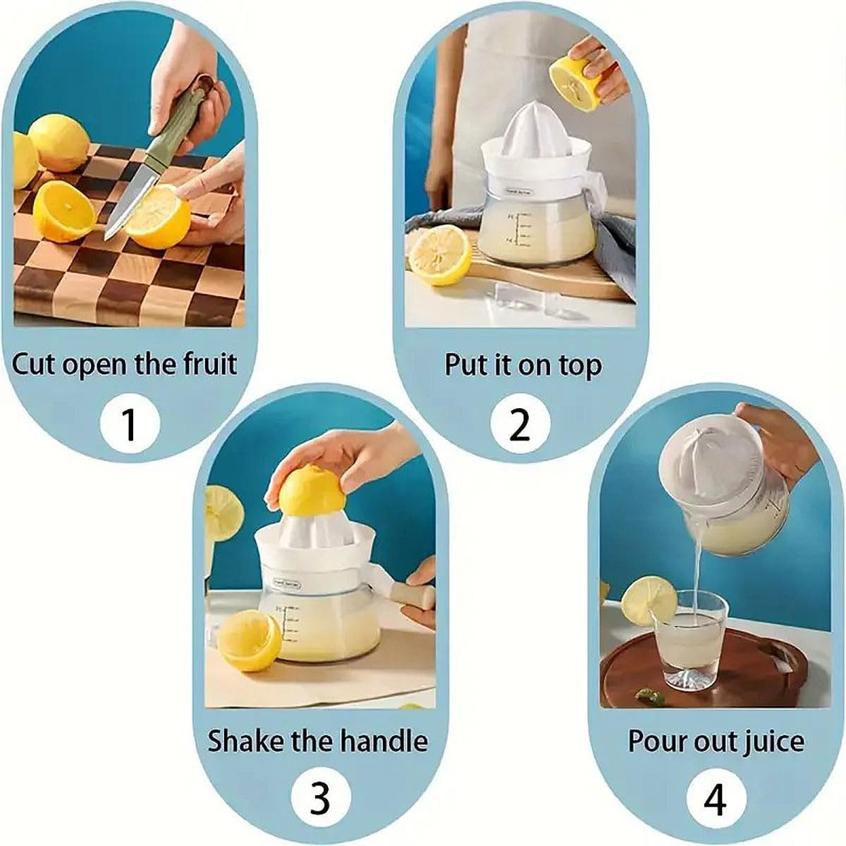 AIMALL Multi-Functional Manual Juicer for Orange and Lemon, Small Household Citrus Juicer with Pulp Separator, Durable Hand Press Fruit Juicer - Yellow image number 4