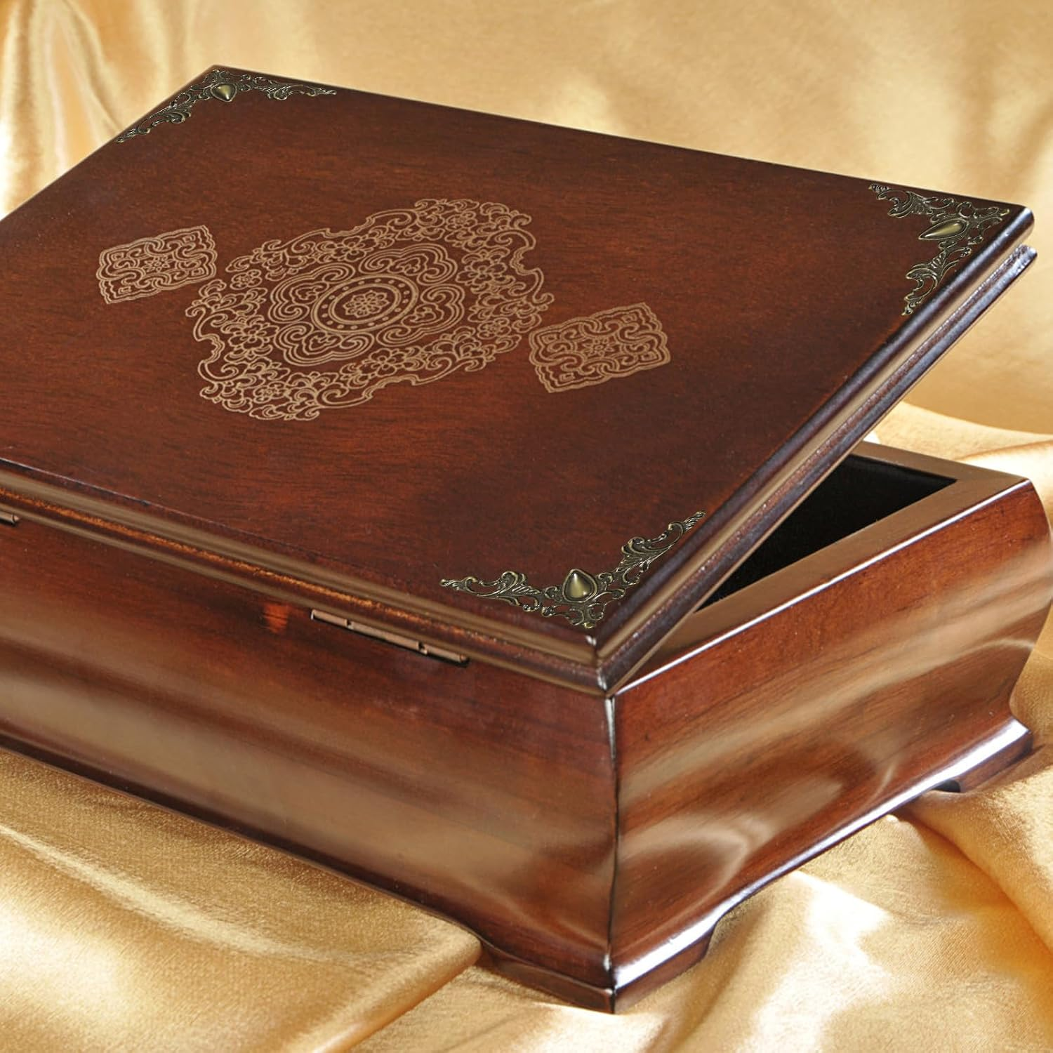 48 Solid Pure Copper Box Corner Protectors, Retro Table Edge Cover, Cabinet Furniture Decoration Edge Safety, Desktop Jewelry Box Corner Protectors (Bronze) - Gold image number 4