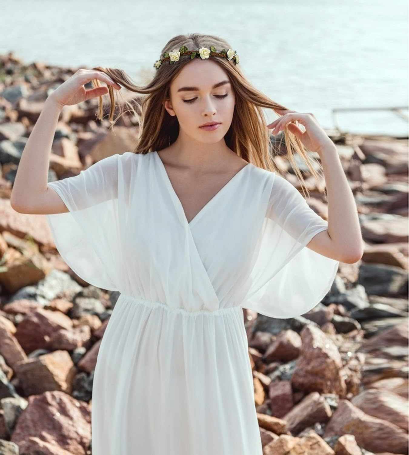 12 X Multi-Coloured Flower Headband for Women and Girls image number 4