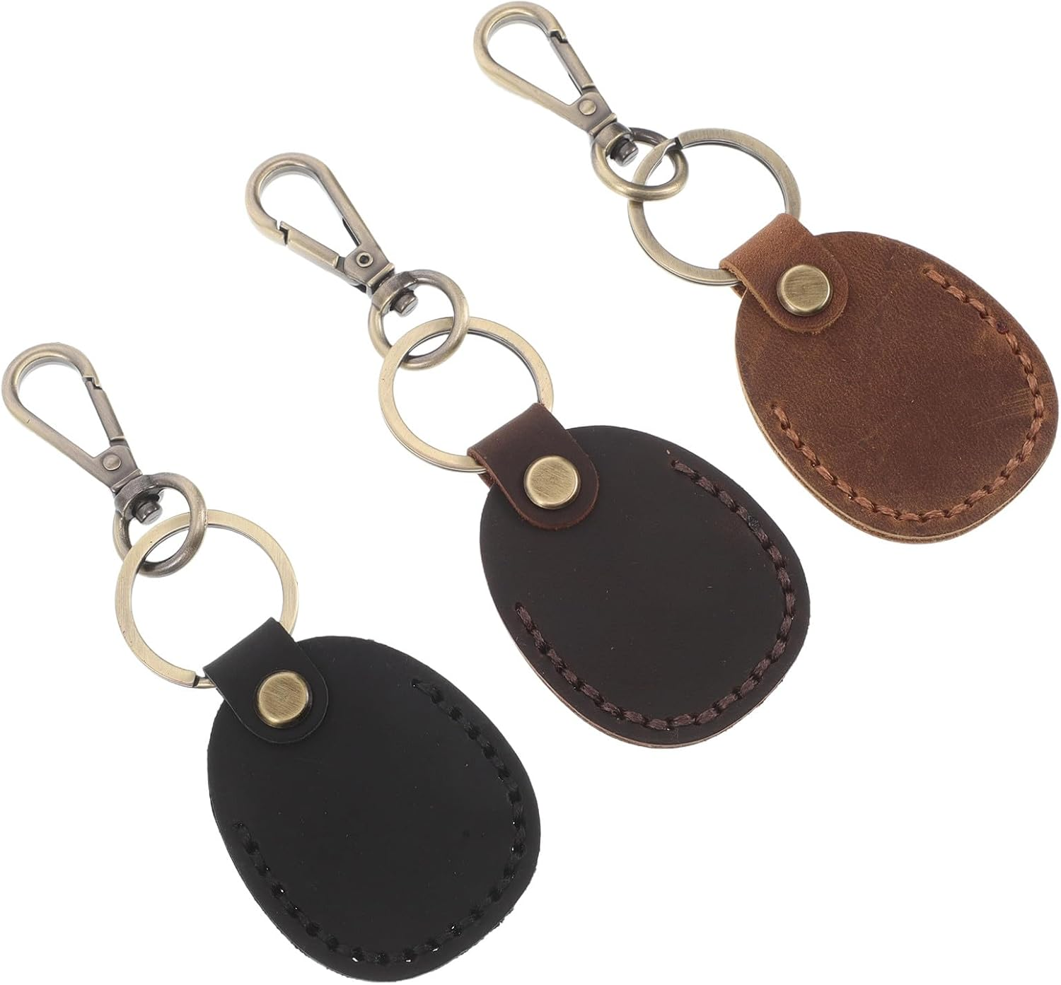 Ifundom 3PCS Vintage PU Leather Access Card Holder Keychain Set, Handmade Mini Card Wallet Pouch with Ring, Smart Key Protector for Women&rsquo;S Storage and Daily Use image number 1