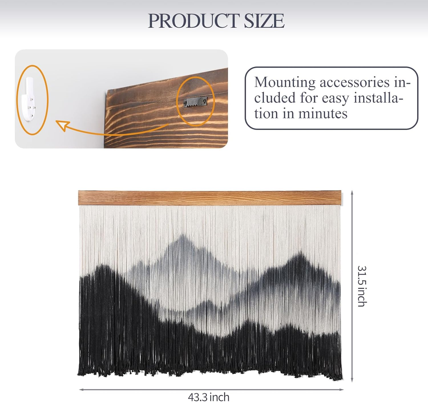 BECHAEO Boho Macrame Wall Hanging Decor Large Tie Dye Mountain Landscape Art Aesthetic Tapestry for Bedroom Living Dining Room