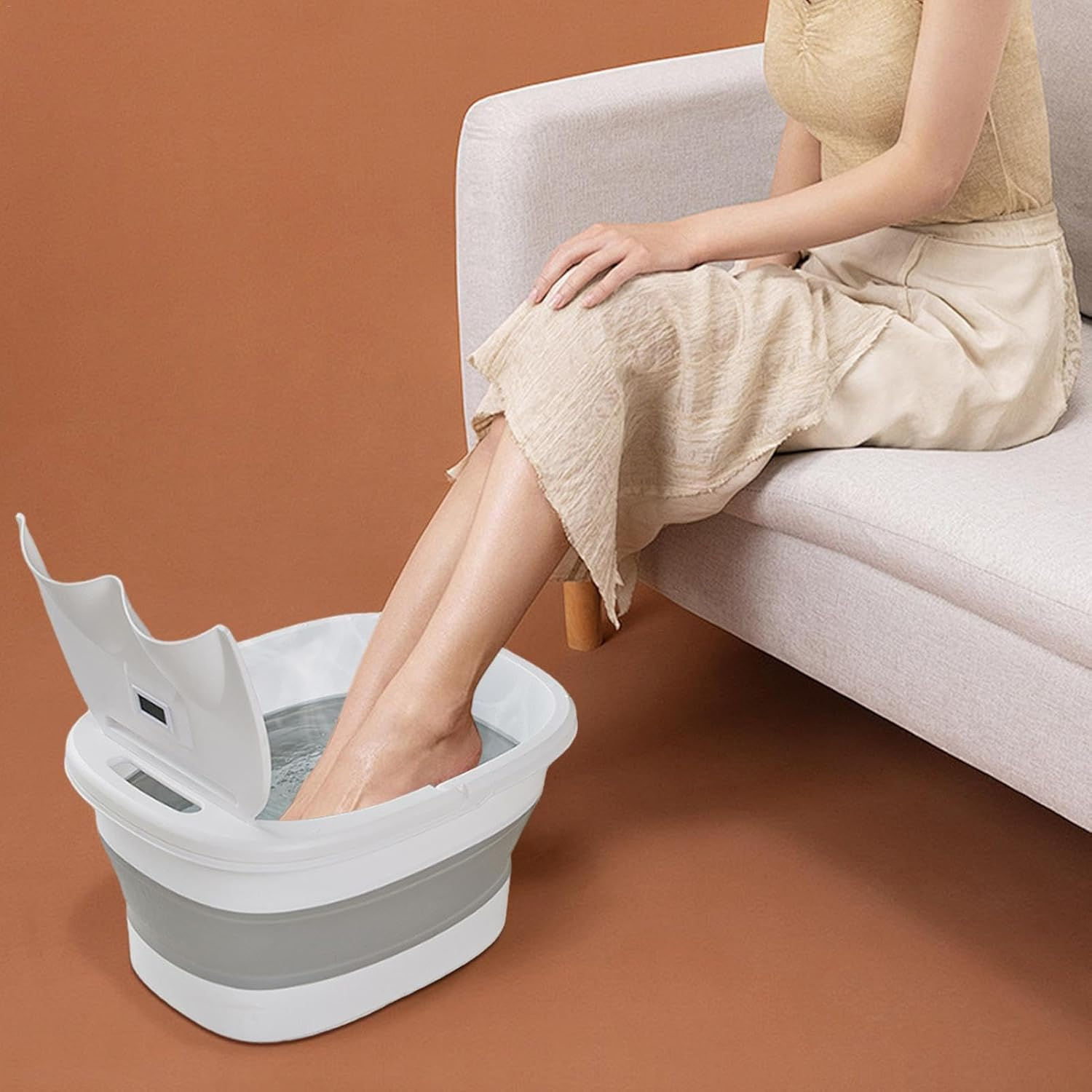 Foot Bath Basin, Foldable Portable Foot Massage Bucket, Lid, Bottom Massage Wheel, Multifunctional Foot Soak Bucket, Phone Holder, Women, Men, Foot Soak, Foot Massage image number 2