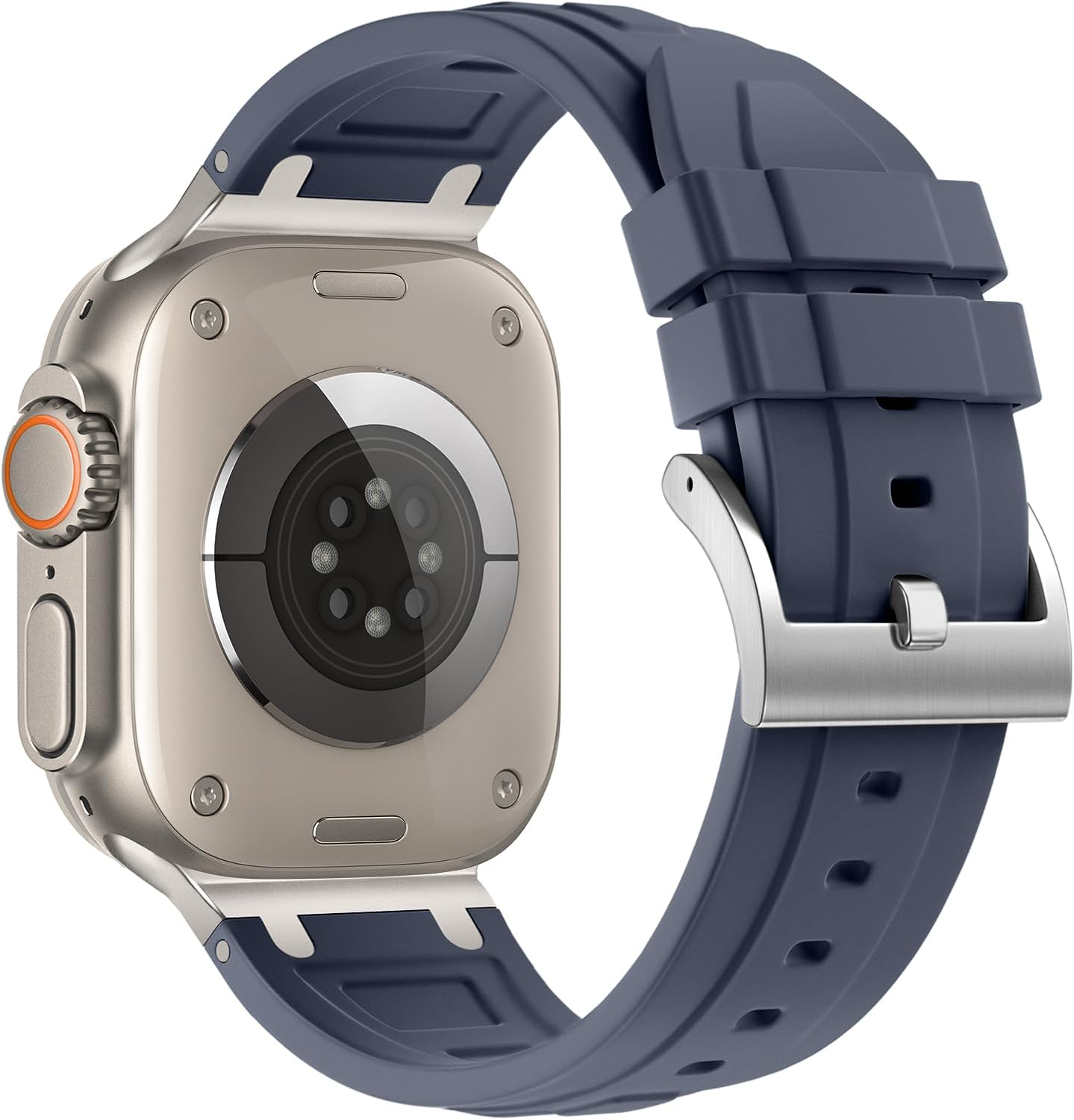 Stainless Steel Adapter Compatible with Apple Watch Series 11/10 Strap 46 Mm, Ultra 3/2/1 49 Mm Silicone Straps Compatible with Iwatch Series 9/8/7/6/5/4/SE3 Band 45 Mm/44 Mm