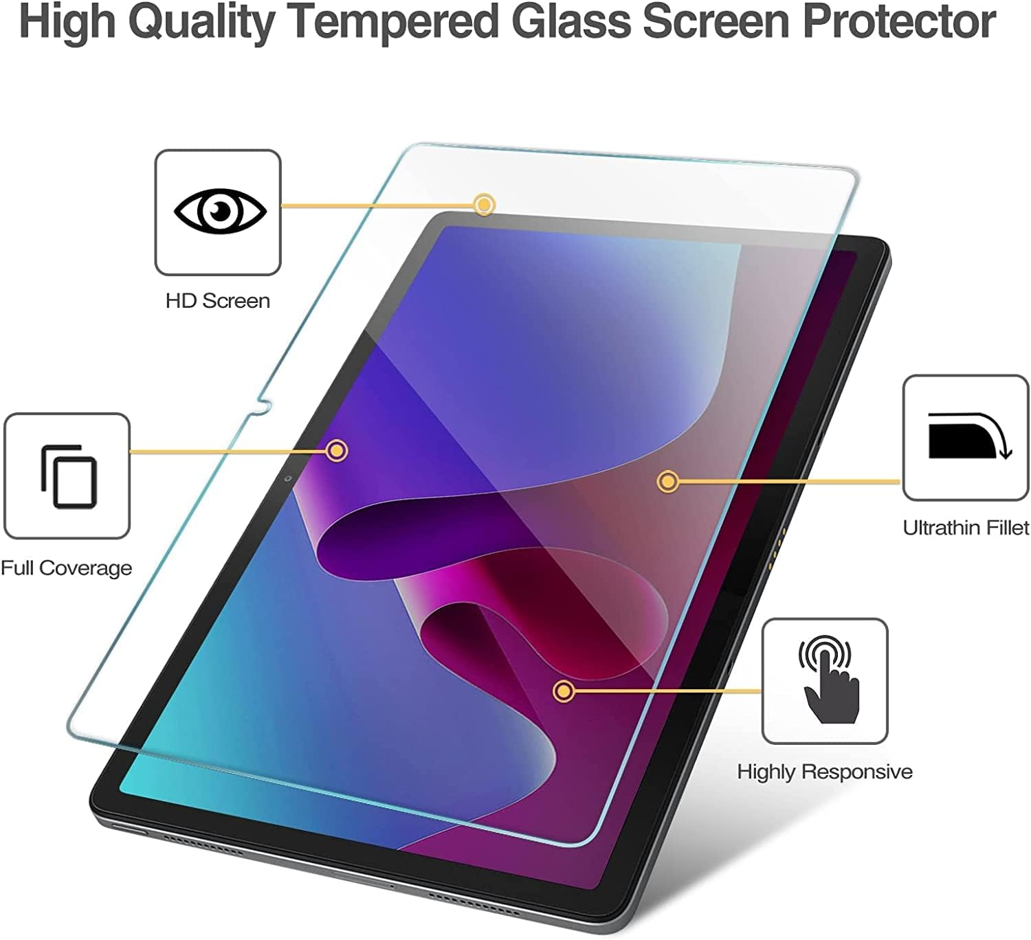 USTIYA Screen Protection for Lenovo Tab plus TB351FU / P11 2 Gen TB-350 11.5 Inch Tempered Glass 2 Pack image number 5