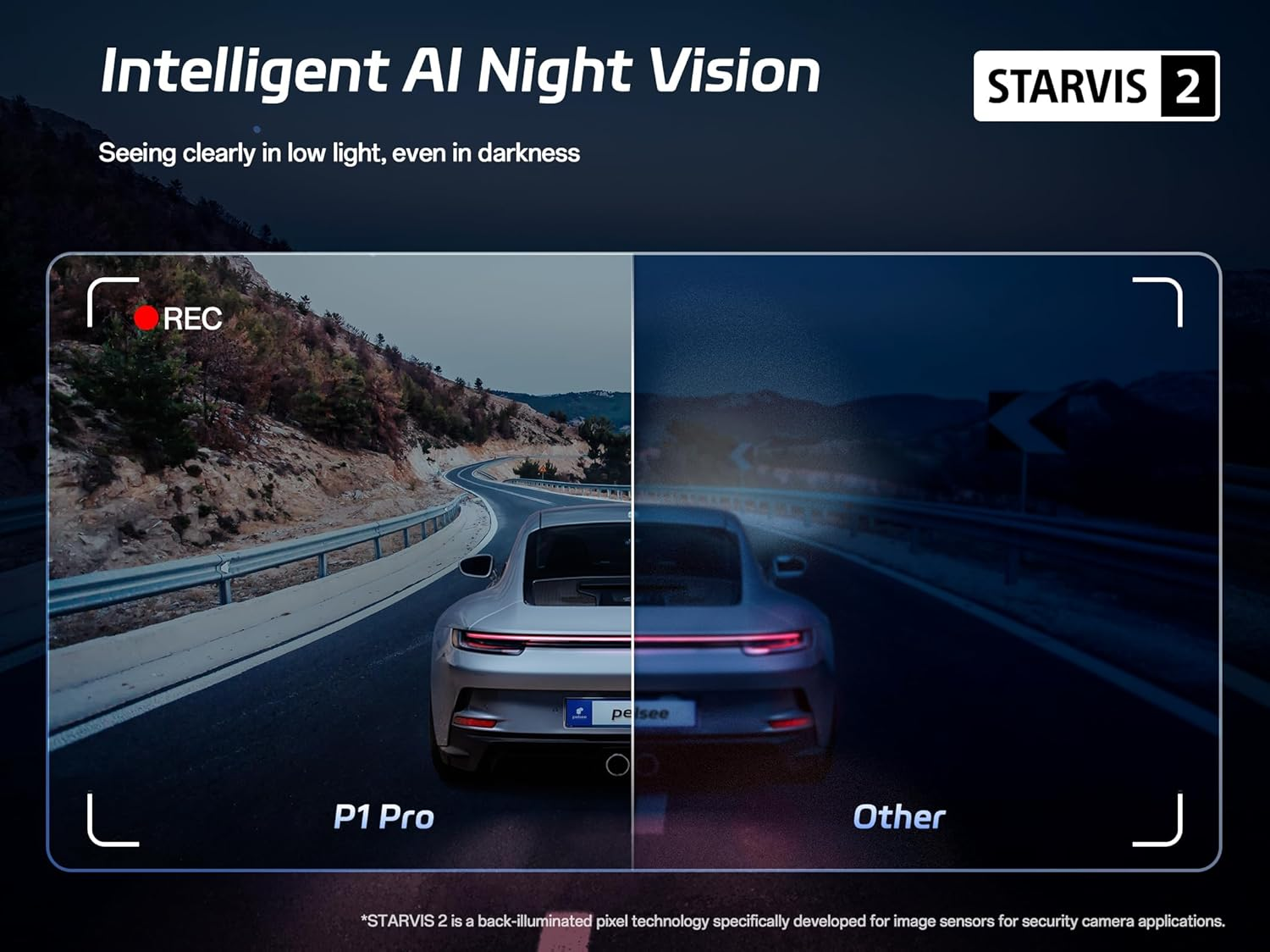 Pelsee P1 Pro Dash Cam Front and Rear, STARVIS 2 Sensor, 4K Dual Dash Camera for Cars with Full-Color Night Vision, HDR WDR, ADAS, GPS, Wifi & Voice Control, 24H Parking Mode, 3.39" Screen, 64GB Card image number 3