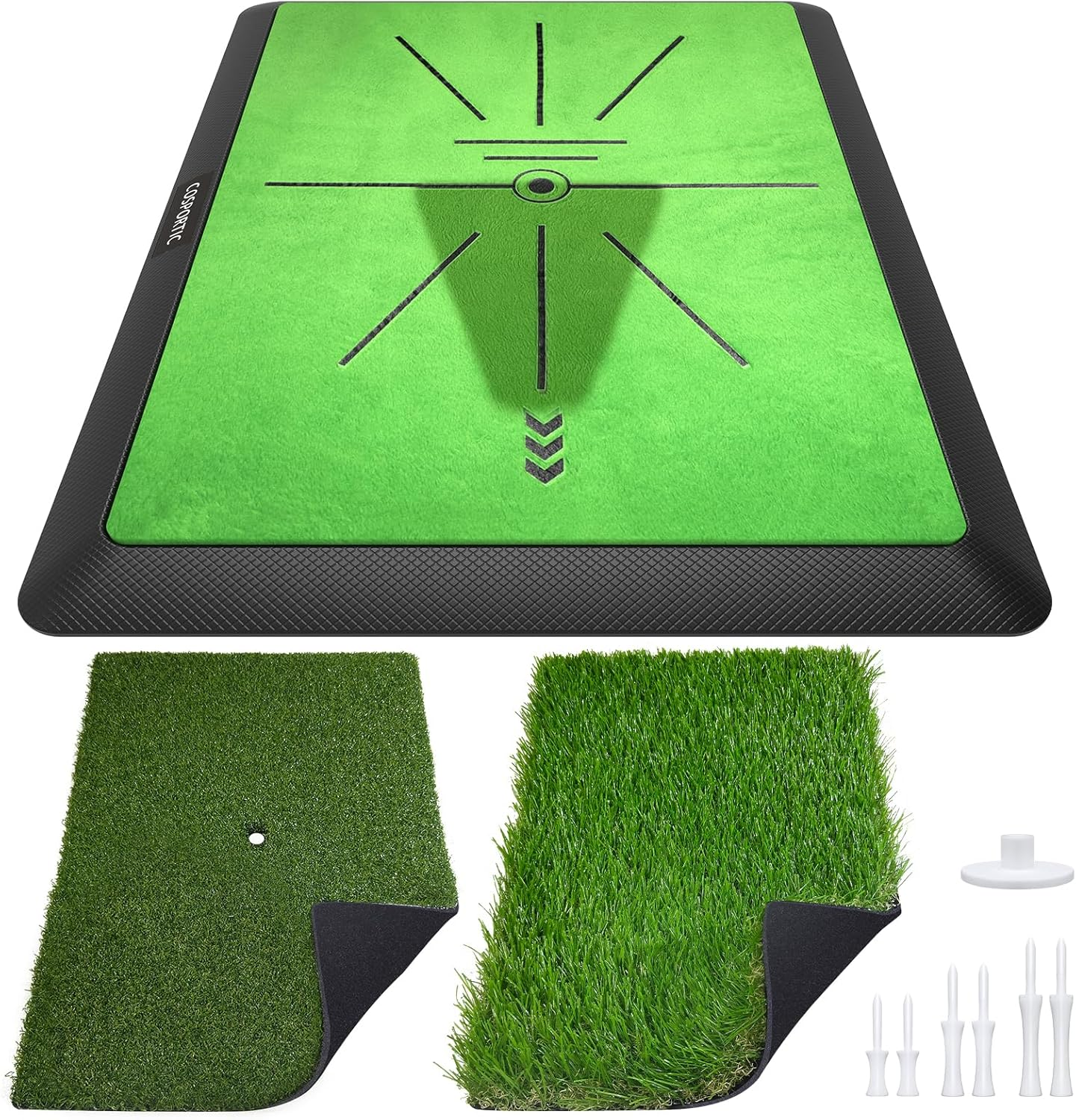 'COSPORTIC Golf Hitting Mat | Golf Training Mat for Swing Path Feedback/Detection Batting | Extra Replaceable Golf Practice Mat 16''X12'' | Advanced Guides and Rubber Backing for Home/Indoor/Outdoor' image number 2