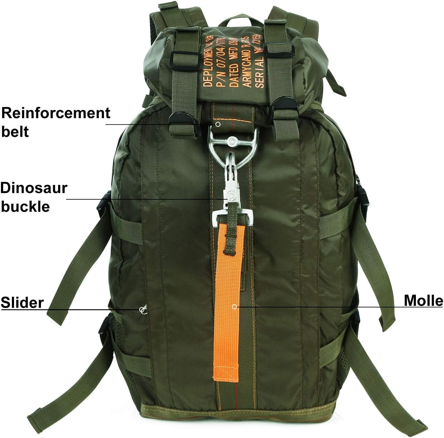 PAIWPHLI Tactical Backpack Flight Parachute Pack Large Lightweight Travel Backpack with Molle for Outdoor - Black image number 5