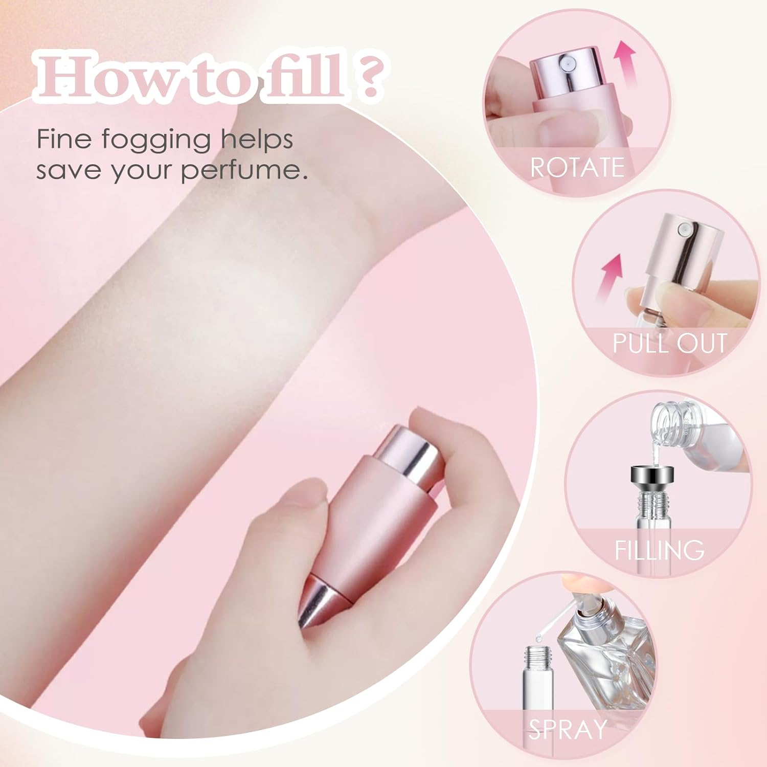 Travel Perfume Atomizer Refillable 8Ml (5 PCS), Travel Cologne Sprayer Mini, Perfume Bottle Empty Small (5 Colors) image number 6