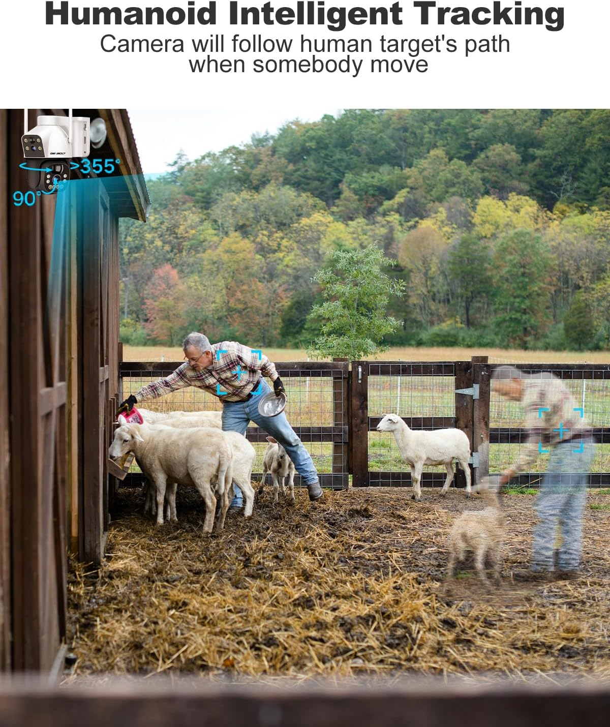 GENBOLT 3G/4G LTE Cellular Solar Security Camera Outdoor Wireless, 8W 15600Mah Battery Operated Surveillance Camera No Wifi, Dual Lens Spotlight IP Camera CCTV with SIM Card image number 5