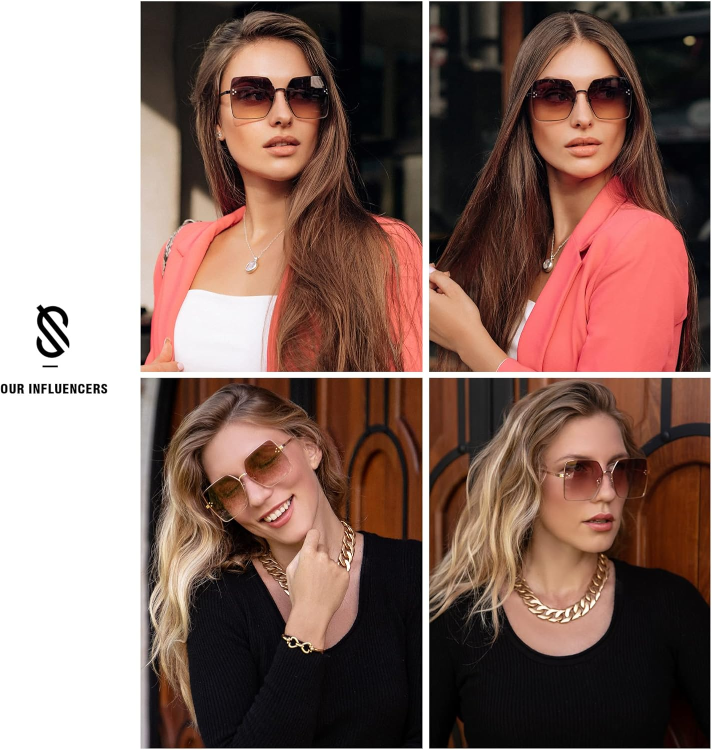 SOJOS Trendy Square Sunglasses Womens Big Oversized Designer Style UV Protection Sunnies Shades SJ1170 image number 4