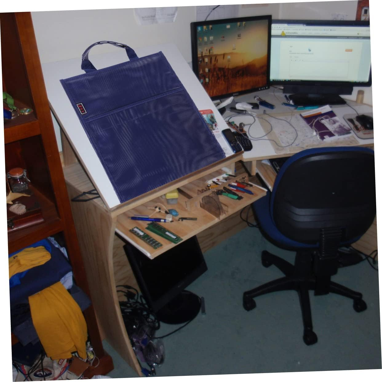 Happyyami Oxford Document Bag Students Bag for School Handheld File Organizer Pouch Three Layers for Tutorial Use image number 6