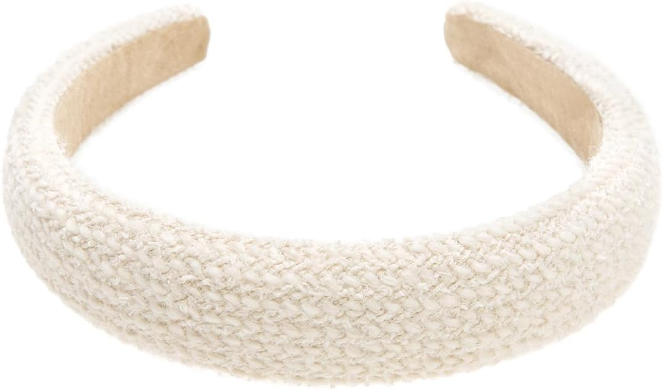 Axy Knitted Fabric Headband with Fine Metallic Threads, Padded, Beautiful Women'S Headband, Hair Accessories, HRK11 (White) image number 3