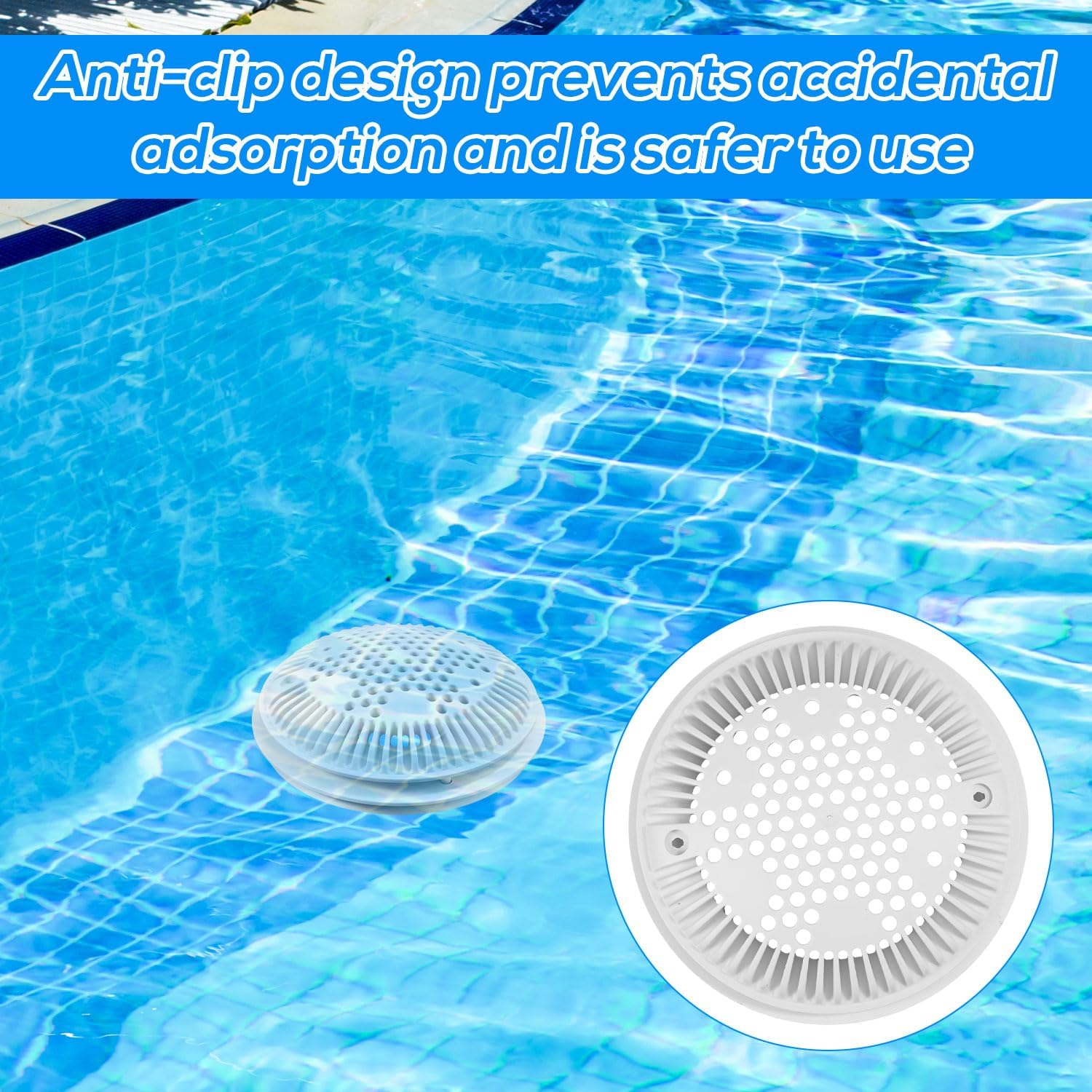 Lyreh Pool Main Drain Cover Compatible with Hayward, White Anti-Vortex Drain Cover Suction and Dual Suction Outlet for Ground Swimming Pool Replacement Accessories