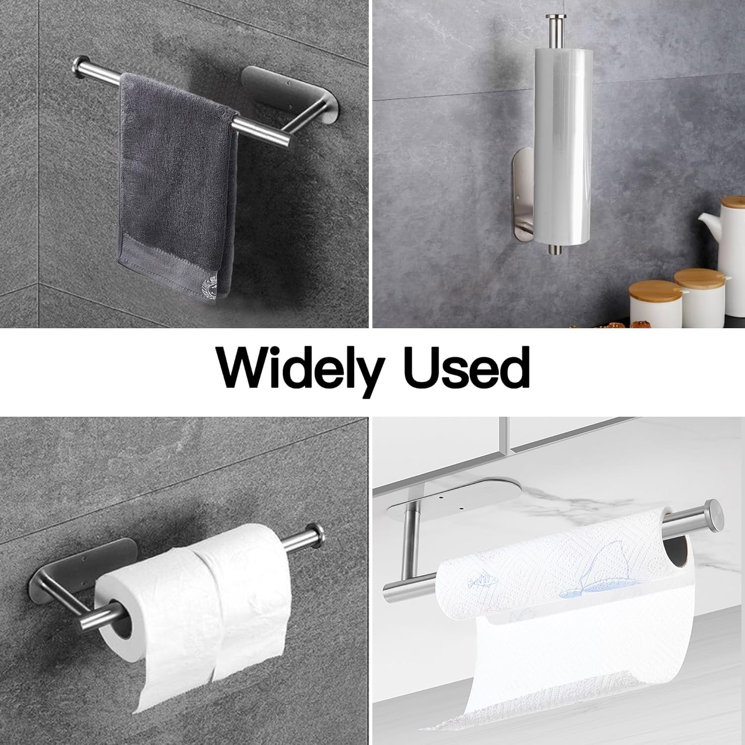 Paper Towel Holders for Kitchen,Paper Towels Bulk- Self-Adhesive under Cabinet,Both Available in Adhesive and Screws,Stainless Steel (Sliver)