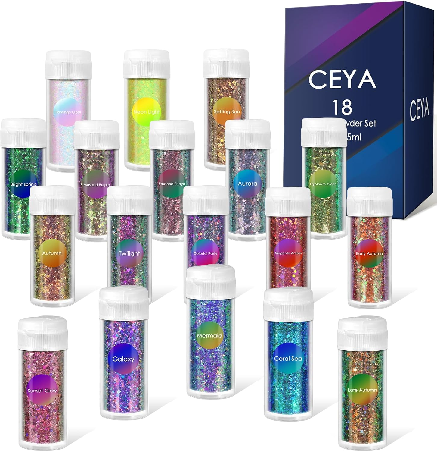 Ceya Chameleon Chunky Glitter, 3.5Oz/100G Mermaid Color Shift Craft Glitter Powder Color Changing Iridescent Flake Sequin for Epoxy Resin, Nail, Tumbler, Slime, Phone Case, Party Decor, Jewelry Making