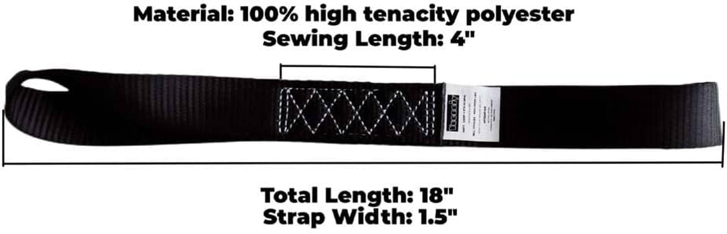 Soft Loop Tie down Straps (4PK) Black Breaking Strength 10,000 LBS Heavy Duty 1.5 Inch X 18 Inch Motorcycle Soft Tie Downs for UTV, ATV, Bicycle and Railer - Black image number 5