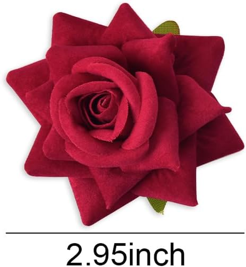 Elegant Floral Hair Accessories for Women Rose Hair Clip with Duckbill Hairpins Perfect Hairclips for Bridesmaids Flower Girls Weddings Birthday Parties Hair Accessory Red & White image number 6