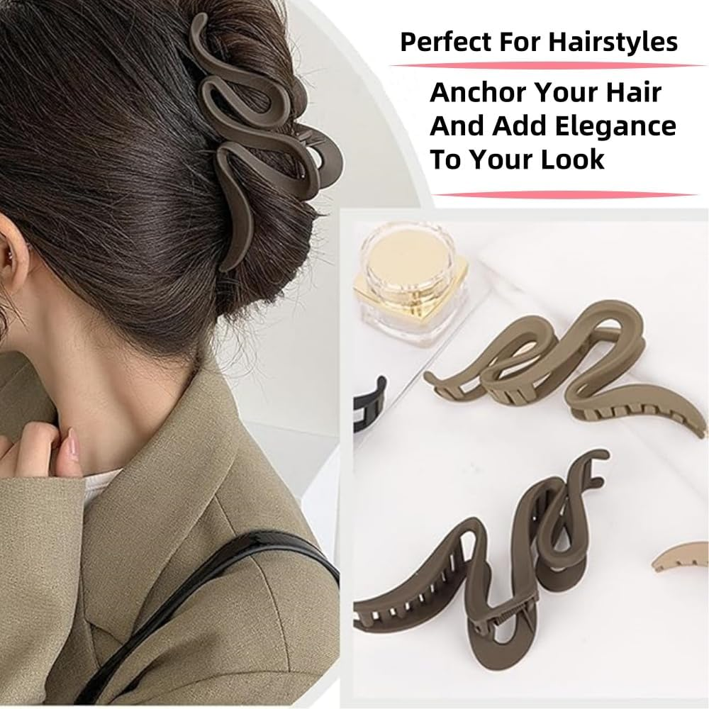Hair Clips for Women Large Hair Claw Clips for Thin Thick Hair, Big Matte Banana Clips, Neutral Colors