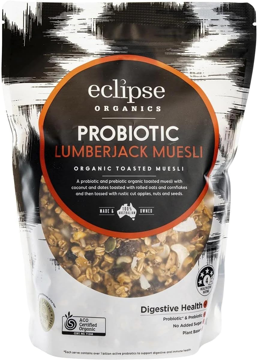 Eclipse Organics Muesli - Probiotic Lumberjack with Apple Date and Coconut 410G - Granola, Digestive Health, Plant Based image number 2